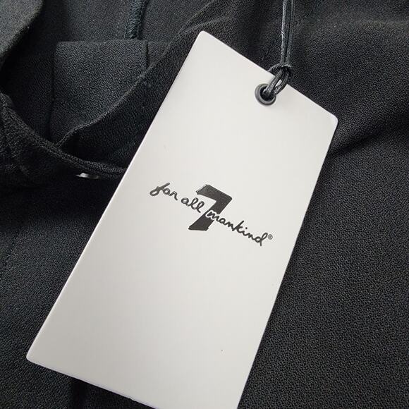 7 For All Mankind Dress Womens XS Black Spaghetti Strap Button Front Midi Chic - Picture 15 of 16